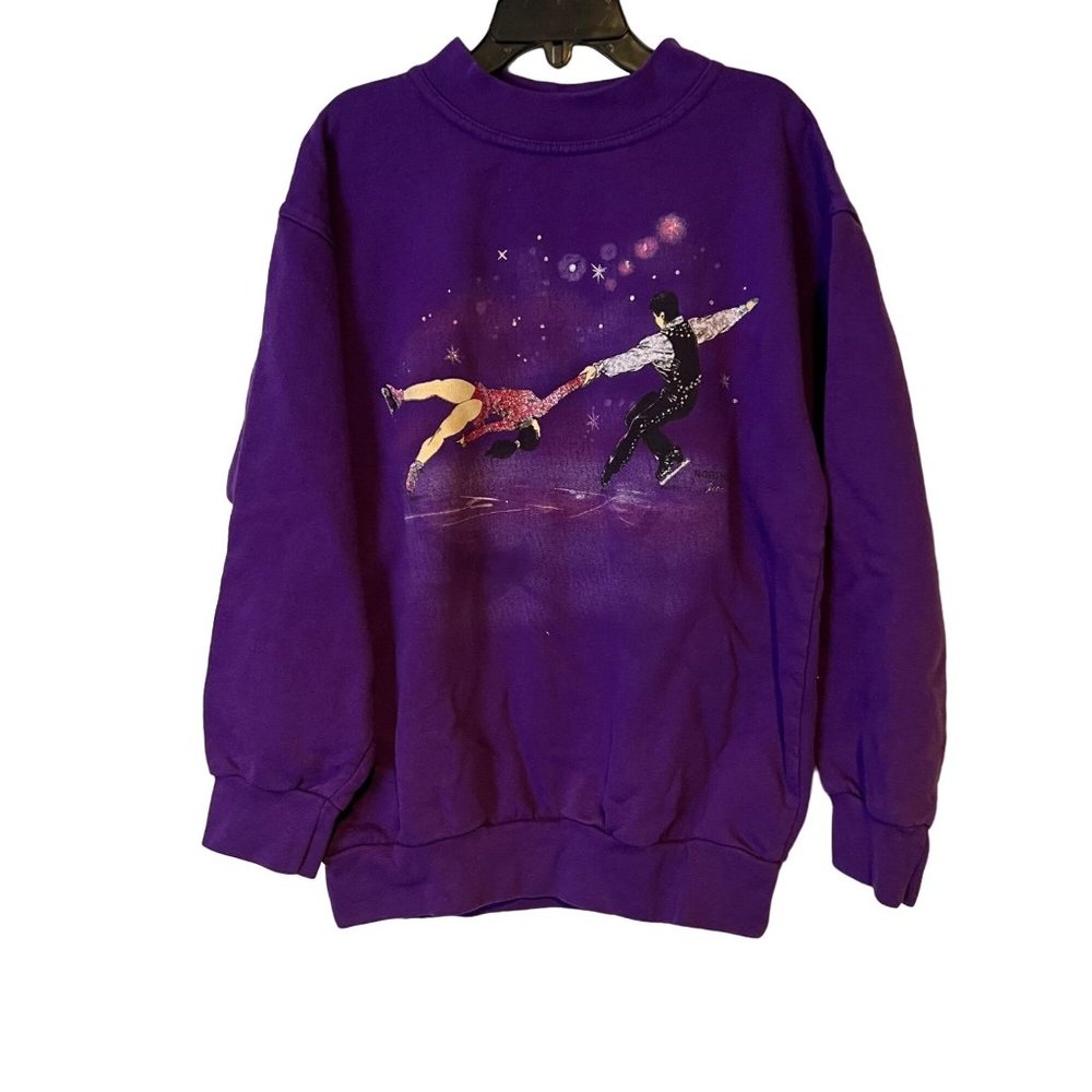 Northern Getaway Sweatshirt Girls Youth Small Purple Ice Skater Vintage